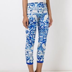 DOLCE GABBANA MAJOLICA PANTS FLORAL 40 SMALL PRINT BLUE $2595